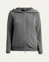 Loro Piana Merano Cashmere Zip-front Hoodie Sweater In Dark Gray