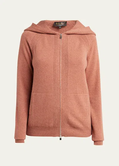 Loro Piana Merano Cashmere Zip-front Hoodie Sweater In L0bl Sunset Hues
