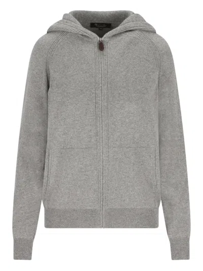 Loro Piana Merano Knitted Bomber Jacket In Gray