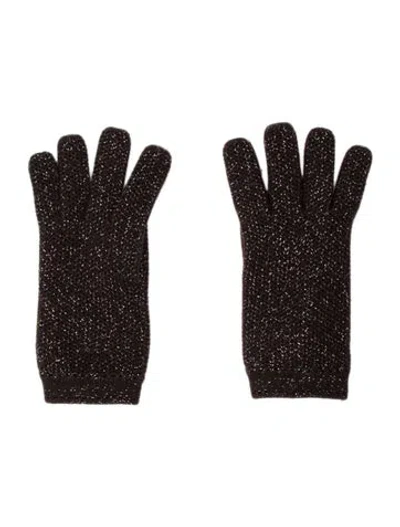 Pre-owned Loro Piana Metallic Knit Gloves In Brown
