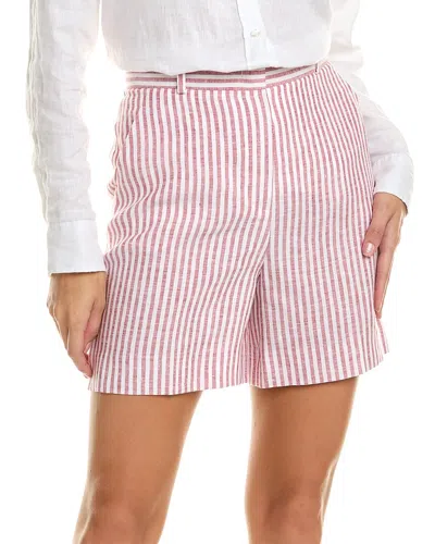 Loro Piana Miami Striped Linen Short In Red