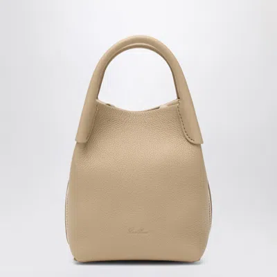 Loro Piana Micro Bale Bag In Light Mastic Grained Leather In Sand