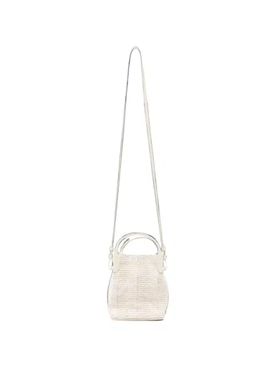 Loro Piana Micro Bale Woven Bucket Bag In White