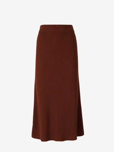 Loro Piana Midi Knitted Skirt In Brown