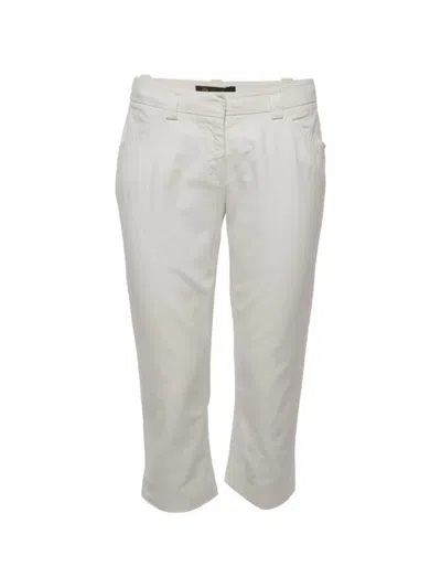Pre-owned Loro Piana Mid-rise Cropped Trousers In White
