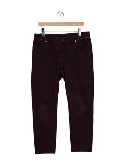Pre-owned Loro Piana Mid-rise Straight Leg Jeans In Burgundy