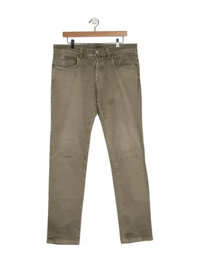 Pre-owned Loro Piana Mid-rise Straight Leg Jeans In Green