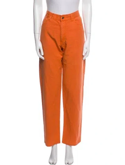 Pre-owned Loro Piana Mid-rise Straight Leg Jeans In Orange