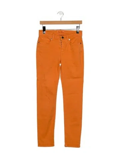 Pre-owned Loro Piana Mid-rise Straight Leg Jeans In Orange