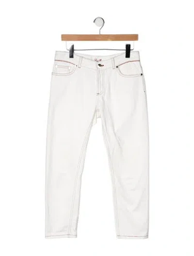 Pre-owned Loro Piana Mid-rise Straight Leg Jeans In White