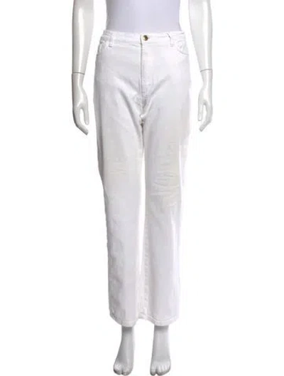 Pre-owned Loro Piana Mid-rise Straight Leg Jeans In White
