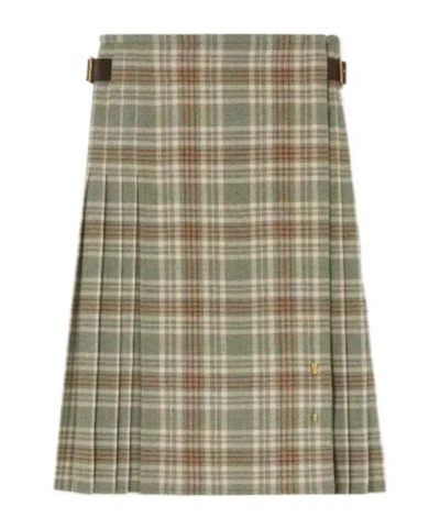 Loro Piana Milda Plaid Skirt In Green