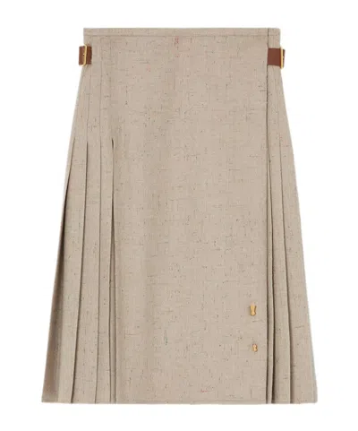 Loro Piana Milda Pleated Skirt In Gray