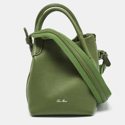 Loro Piana Military Leather Micro Bale Bag In Green