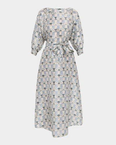 Loro Piana Mina Dress Cardo Veneziano Silk In Multi