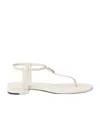 Loro Piana Mindil Embellished Leather Thong Sandals In Whispering White
