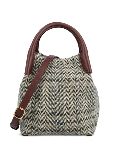 Loro Piana Mini Bale Herringbone-pattern Tote Bag In Gray