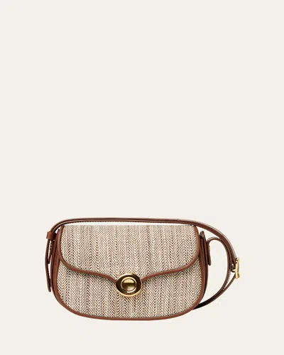 Loro Piana Mini Ghiera Chevron Bag In Silk Blend In Venice Brw Gldn Bints E Sun G