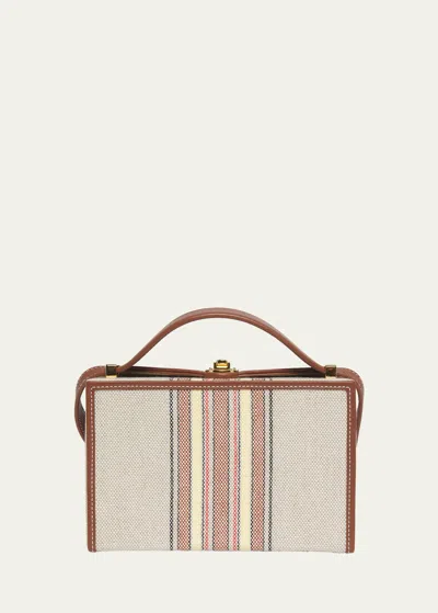 Loro Piana Mini Striped Canvas Shoulder Bag In Neutral