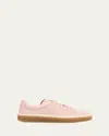 Loro Piana Mixed Leather Low-top Tennis Sneakers In Summer Pink