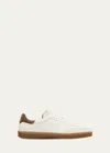 LORO PIANA MIXED LEATHER LOW-TOP TENNIS SNEAKERS