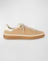 LORO PIANA MIXED LEATHER LOW-TOP TENNIS SNEAKERS