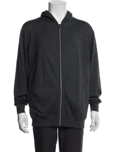 Pre-owned Loro Piana Mock Neck Long Sleeve Cardigan In Gray