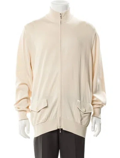 Pre-owned Loro Piana Mock Neck Long Sleeve Cardigan In Neutral