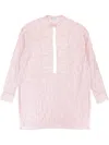 Loro Piana Striped Mock Neck Pink Blouse In Pink