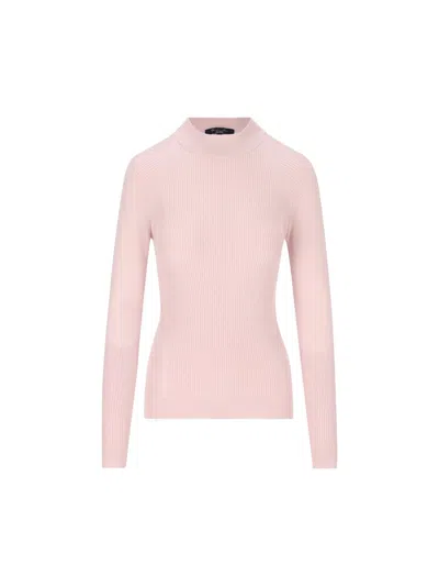 Loro Piana Mockneck Ribbed Sweater In Pink