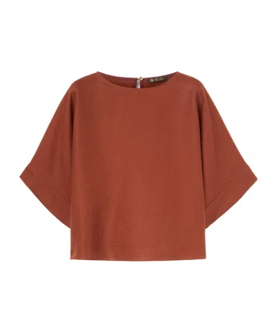 Loro Piana Morey Kimono Sleeve Blouse In H0og Kokuto Sugar