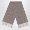 Loro Piana Tweed Scarf Fringed Textured Fabric In Brown
