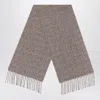 Loro Piana Tweed Scarf Fringed Textured Fabric In Gray