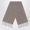 Loro Piana Tweed Scarf Fringed Textured Fabric In Brown