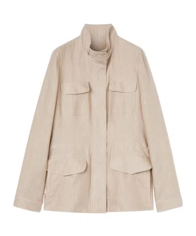 Loro Piana Multi-pocket Casual Jacket In Grained Beige