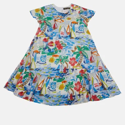 Pre-owned Loro Piana Multicolour Vacation Print Ruffle Dress 4yrs