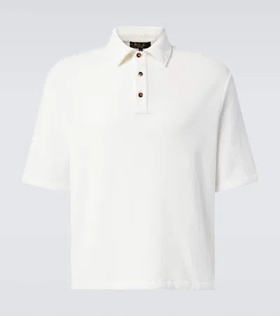 Loro Piana Murano Cotton And Silk Velour Polo Shirt In White