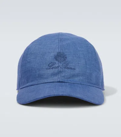 Loro Piana My Baseball Logo Denim Baseball Cap In Blue