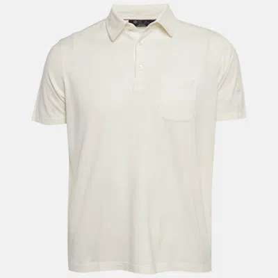 Pre-owned Loro Piana My Gold White Cotton & Silk Knit Polo T-shirt L