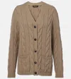 Loro Piana Napier Cable-knit Cashmere Cardigan In Green