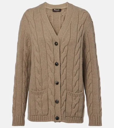 Loro Piana Napier Cable-knit Cashmere Cardigan In Green