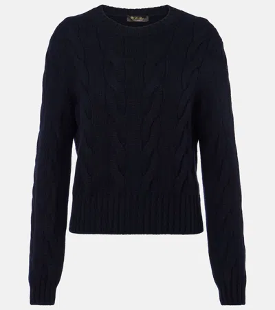 Loro Piana Napier Cable-knit Cashmere Sweater In Blue