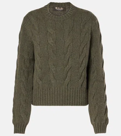 Loro Piana Napier Cable-knit Cashmere Jumper In Green
