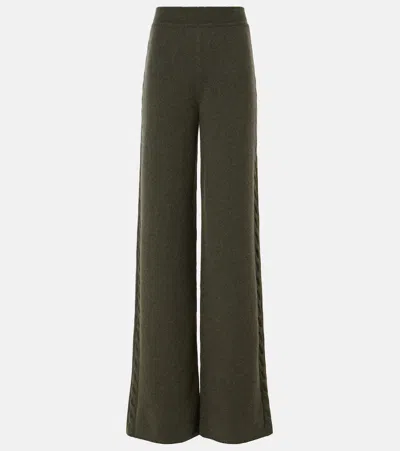 Loro Piana Napier Cashmere Wide-leg Pants In Green