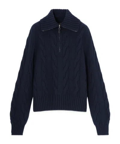 Loro Piana Napier Mock Neck Sweater In Blue