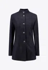 Loro Piana Nataniel Cotton Denim Mandarin Jacket In Blue
