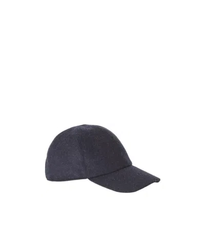 Loro Piana Navy Blue Baseball Cap In Black