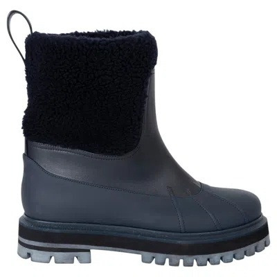 Pre-owned Loro Piana Navy Blue Cashier & Rubber 2022 Regent Ankle Boots Shoes 36