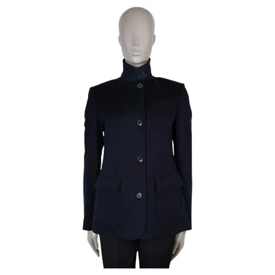 Pre-owned Loro Piana Navy Blue Cashmere Roadster Mini Jacket 42 M