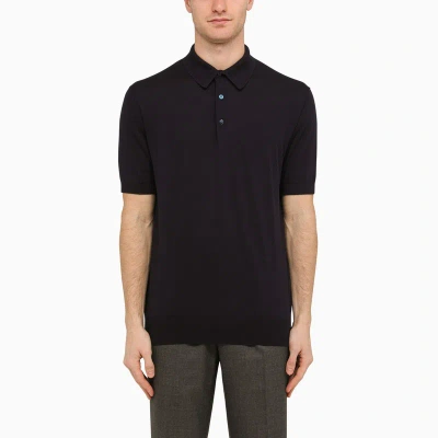 Loro Piana Navy Blue Cotton Short-sleeved Polo Shirt